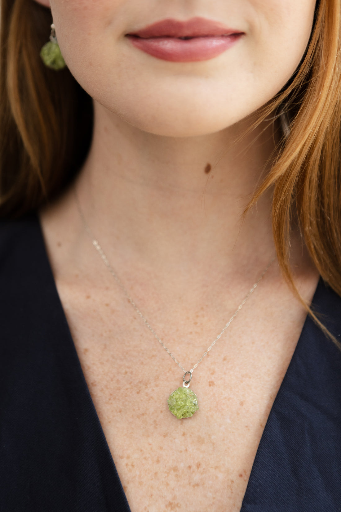 Peridot Necklace & Earring Set, .925 silver