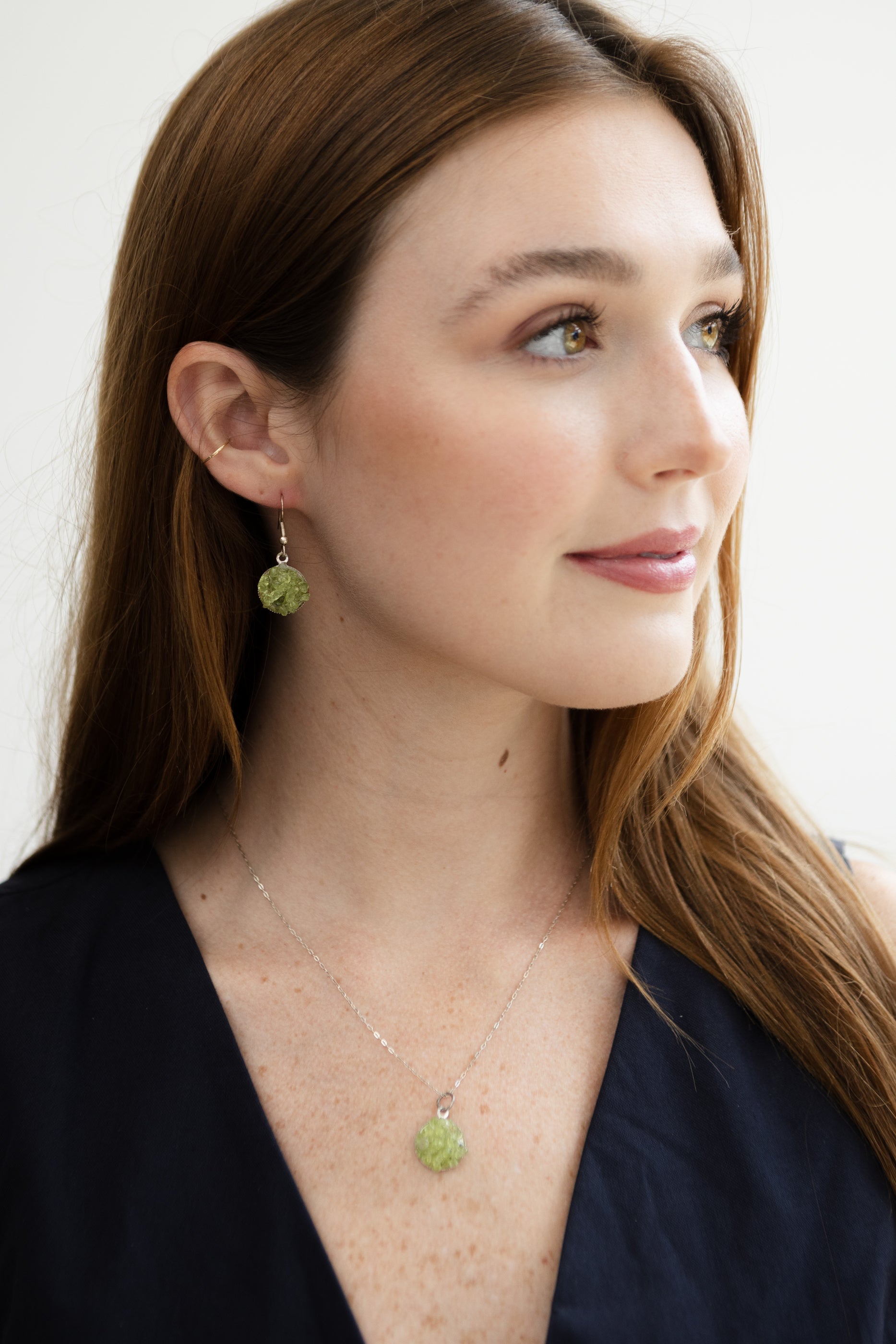 Peridot Necklace & Earring Set, .925 silver