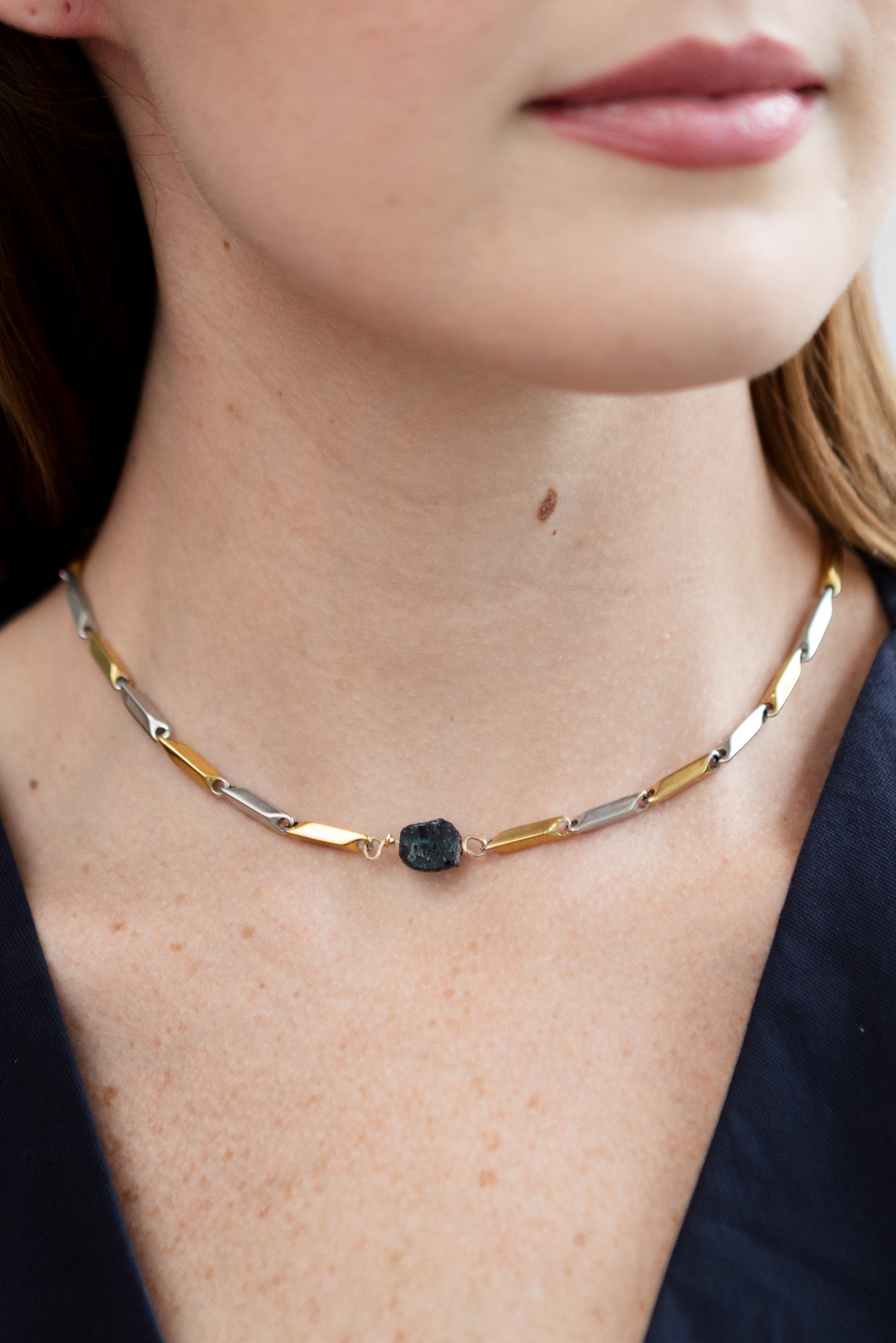 Roman Glass Necklace & Earring Set, 18k Gold Coated