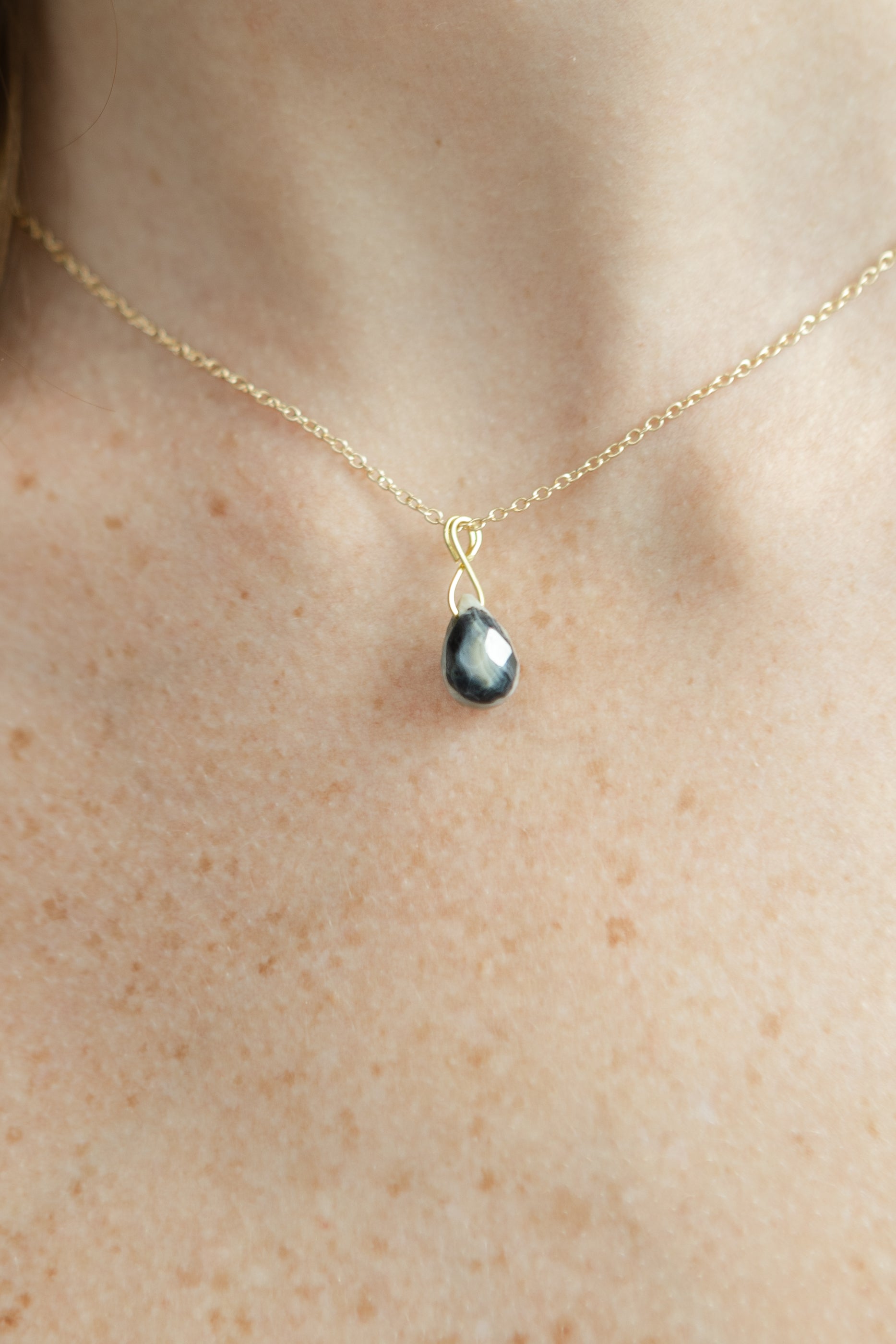 Ocean Jasper Briolette Necklace & Earrings, 18k Coated Gold