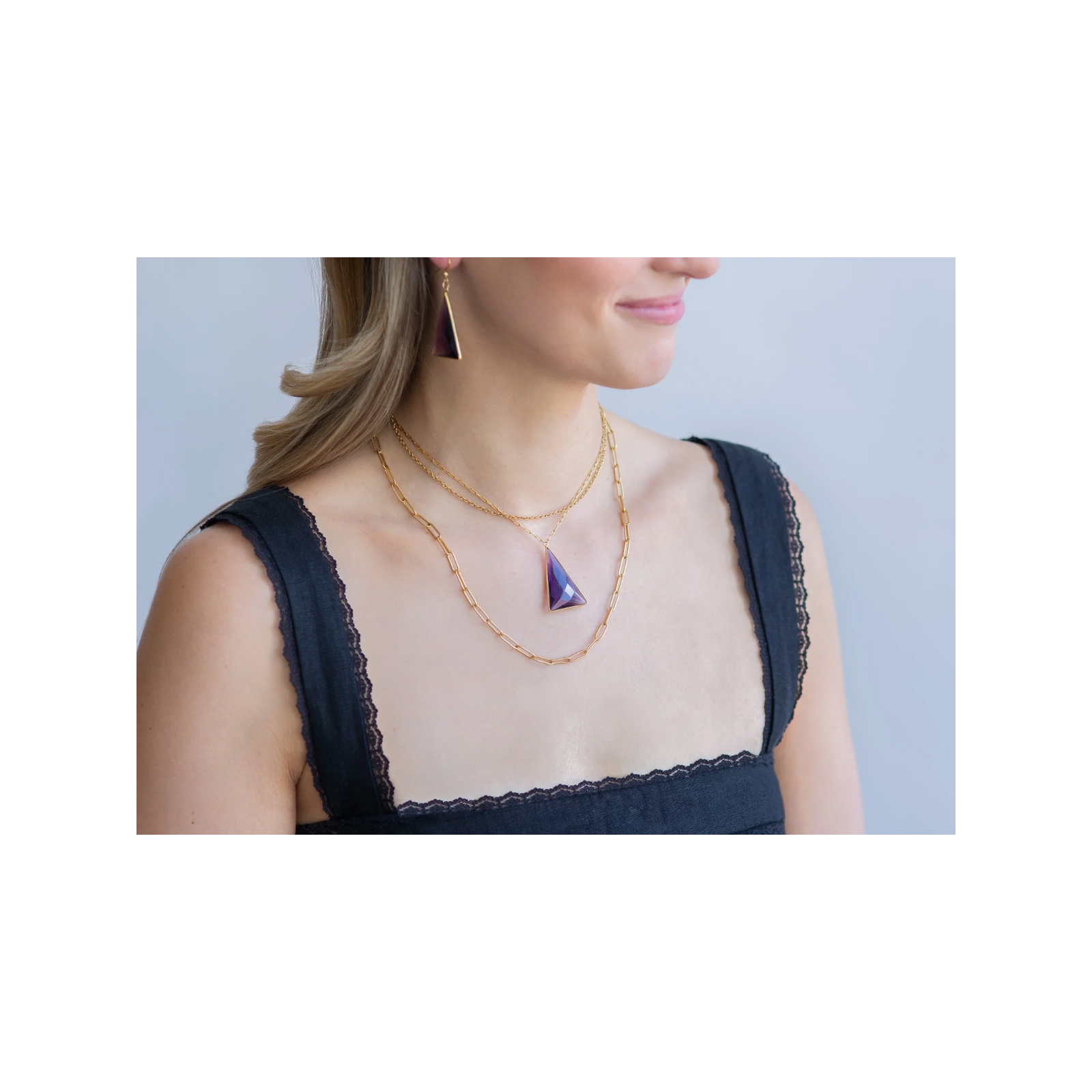 Amethyst 3 Chain Necklace