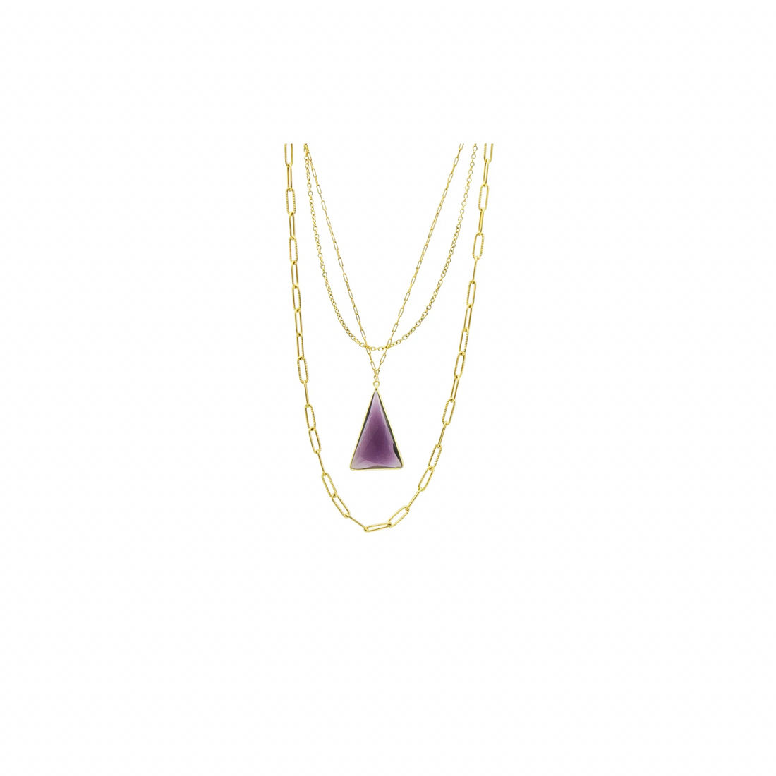 Amethyst 3 Chain Necklace