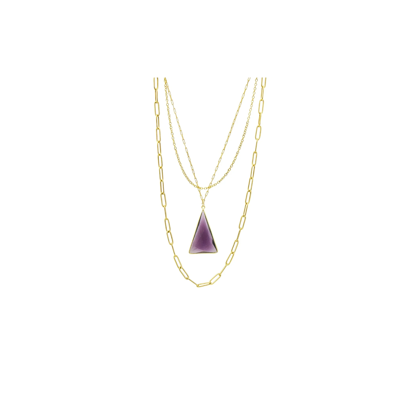 Amethyst 3 Chain Necklace