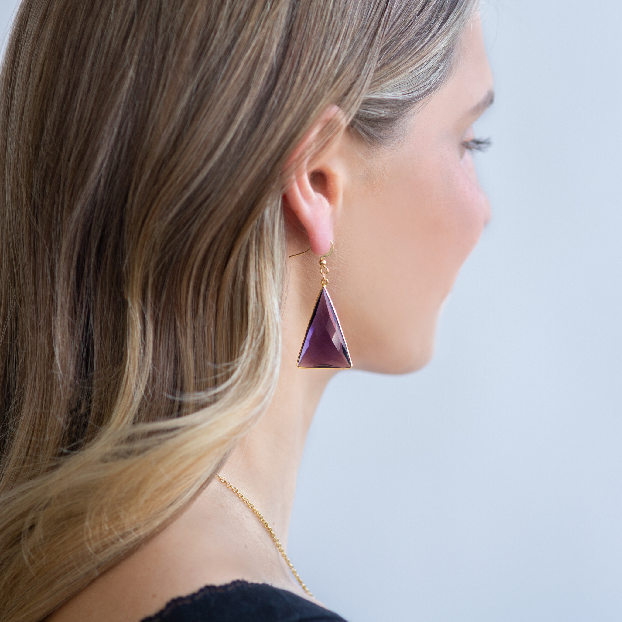 Amethyst Prism Cut Earrings