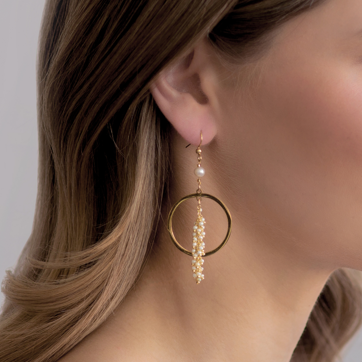 Grape Cluster Hanging Hoop Earrings
