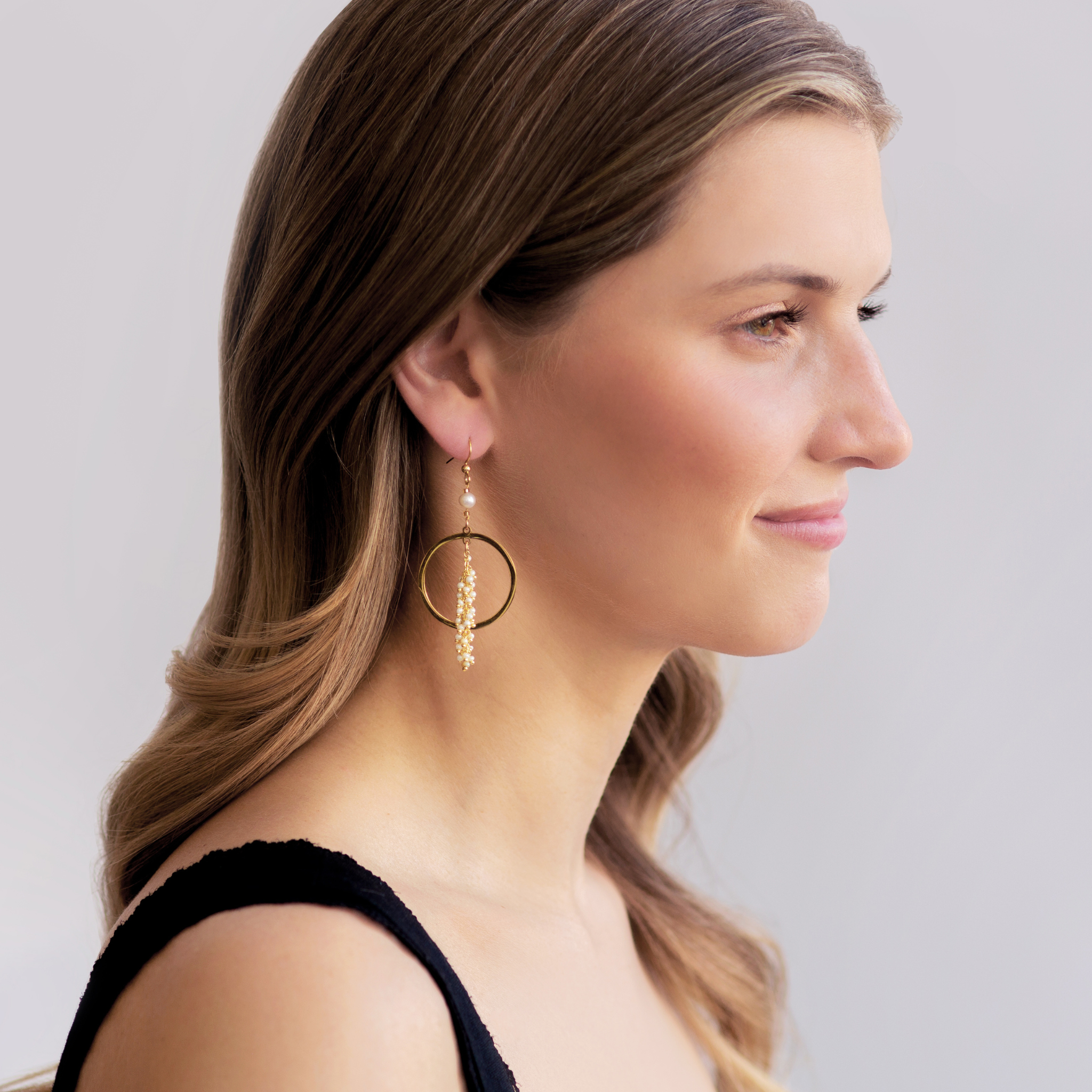 Grape Cluster Hanging Hoop Earrings