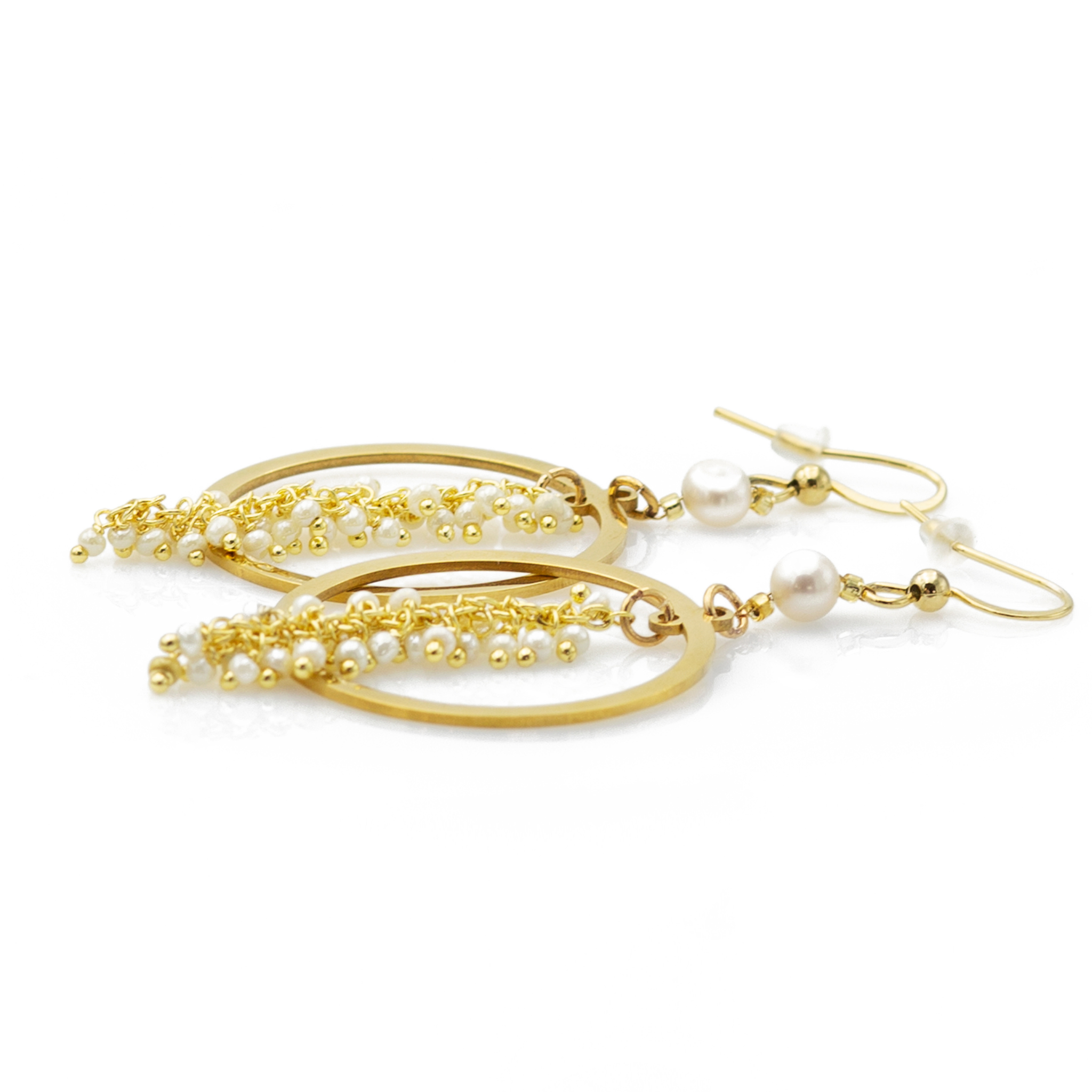 Grape Cluster Hanging Hoop Earrings