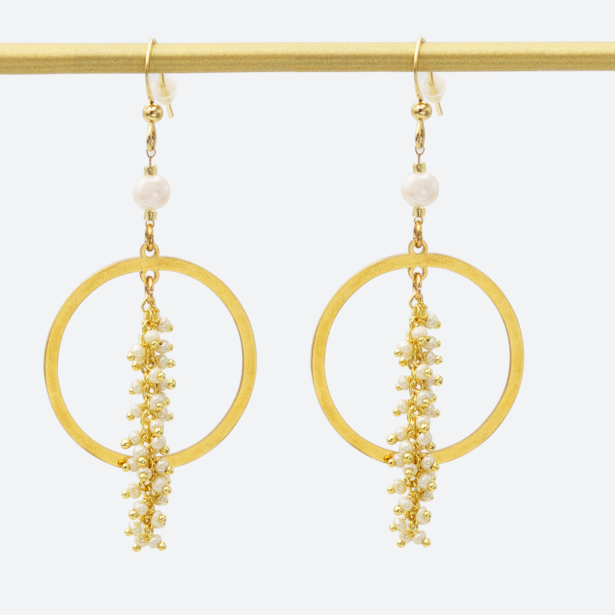 Grape Cluster Hanging Hoop Earrings