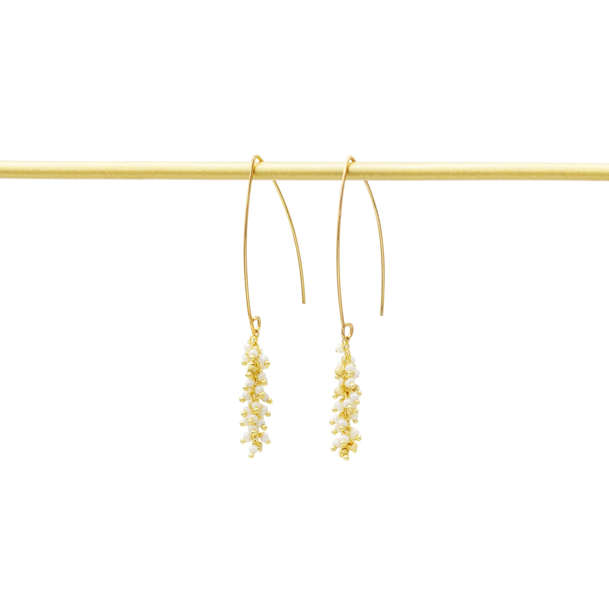 Grape Cluster Pearl Beaded Drop Earrings