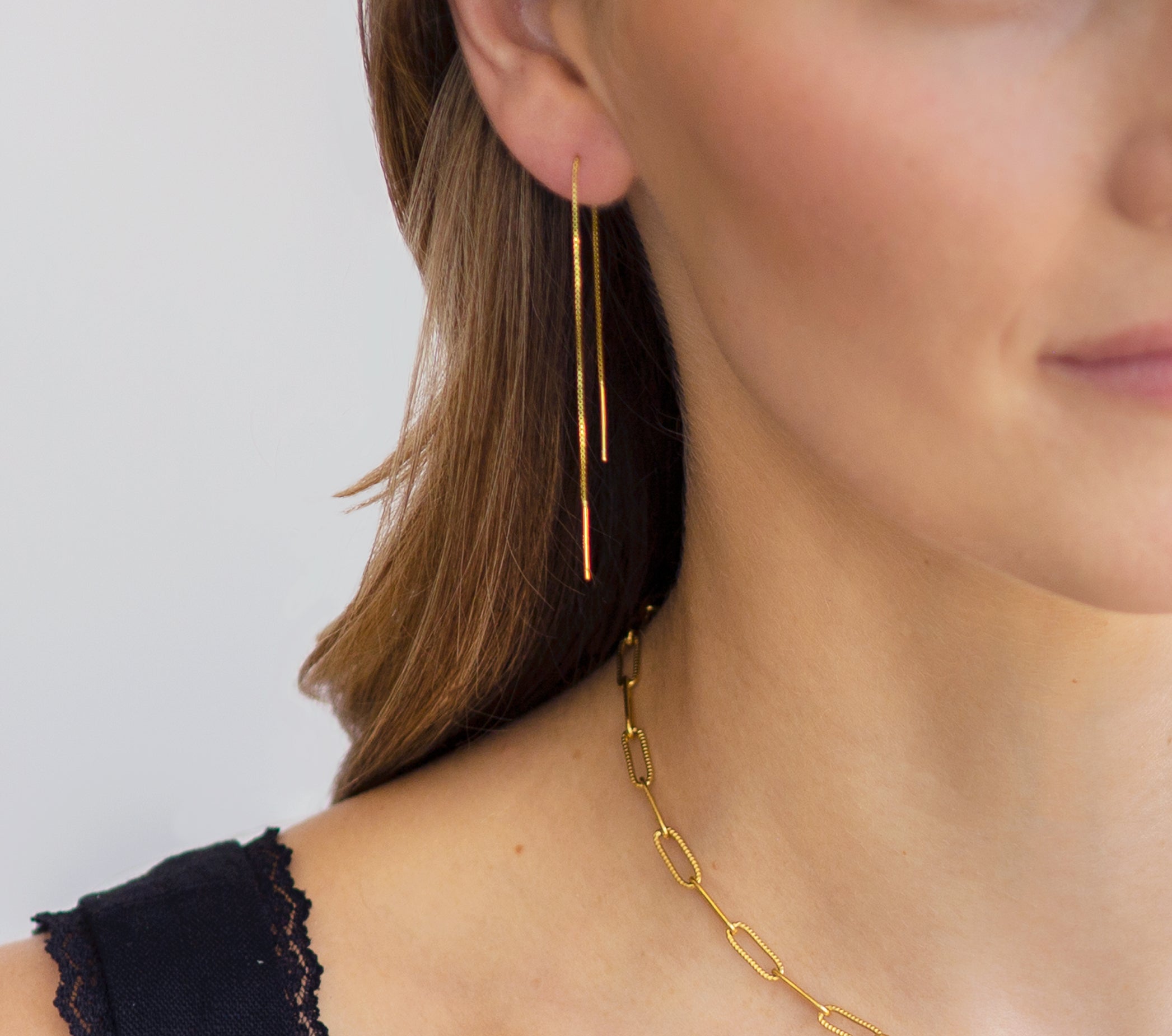 Sterling Silver and Gold Plated Threaded Earrings