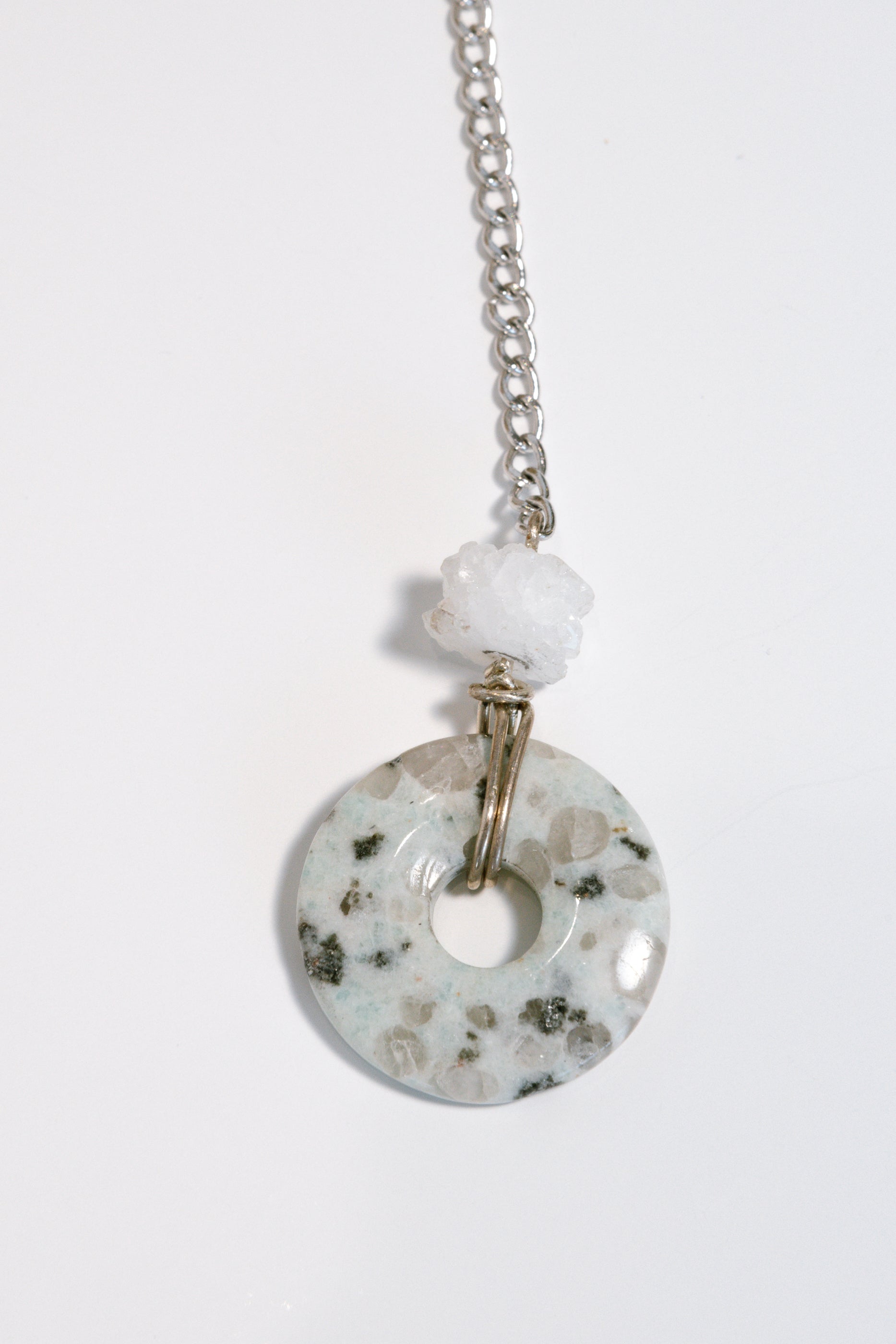Ocean Jasper + Stalactite Quartz Cluster + Blue Glass with Sterling Silver Chain