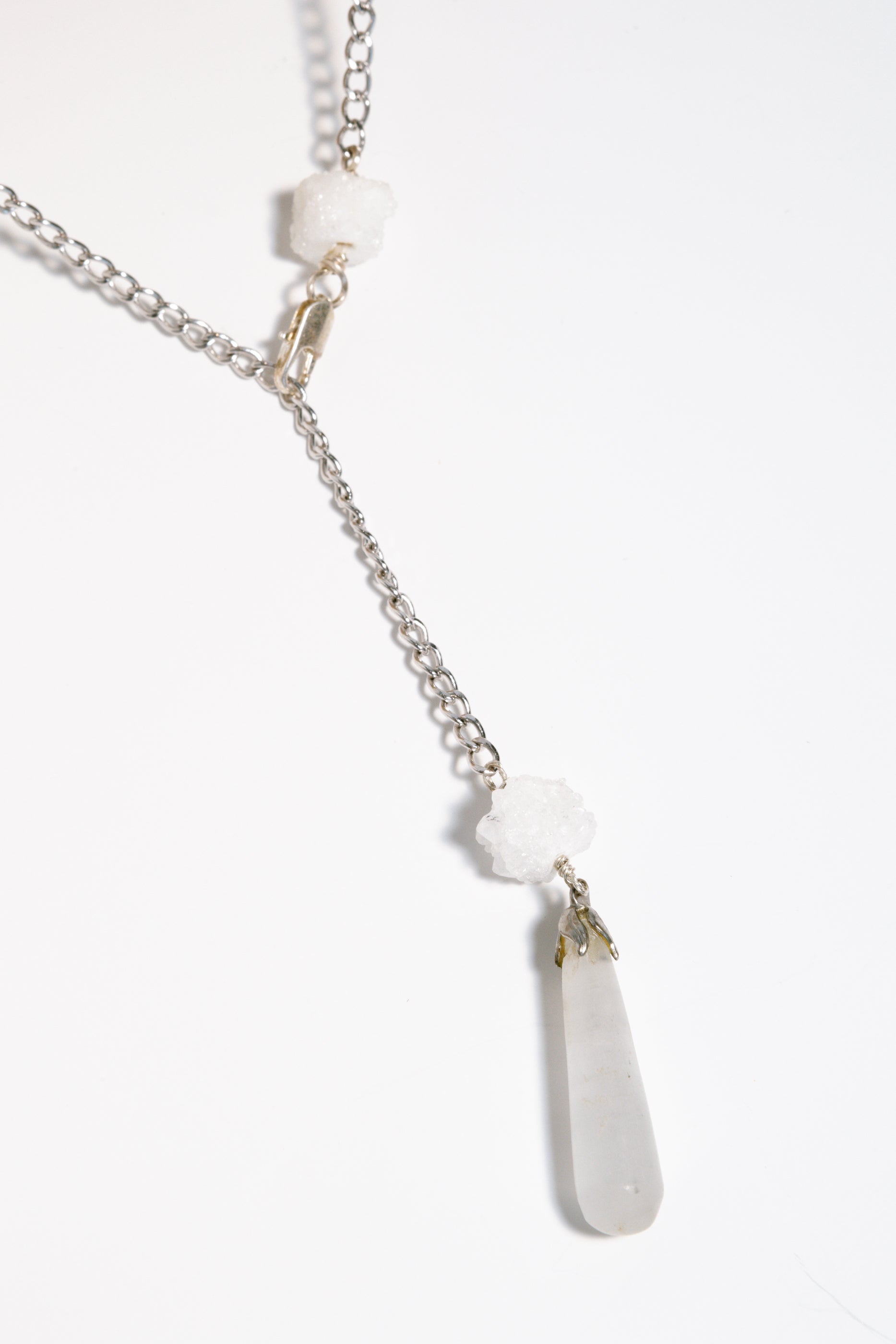 Selenite & Stalactite Quartz Clusters with Sterling Silver Chain
