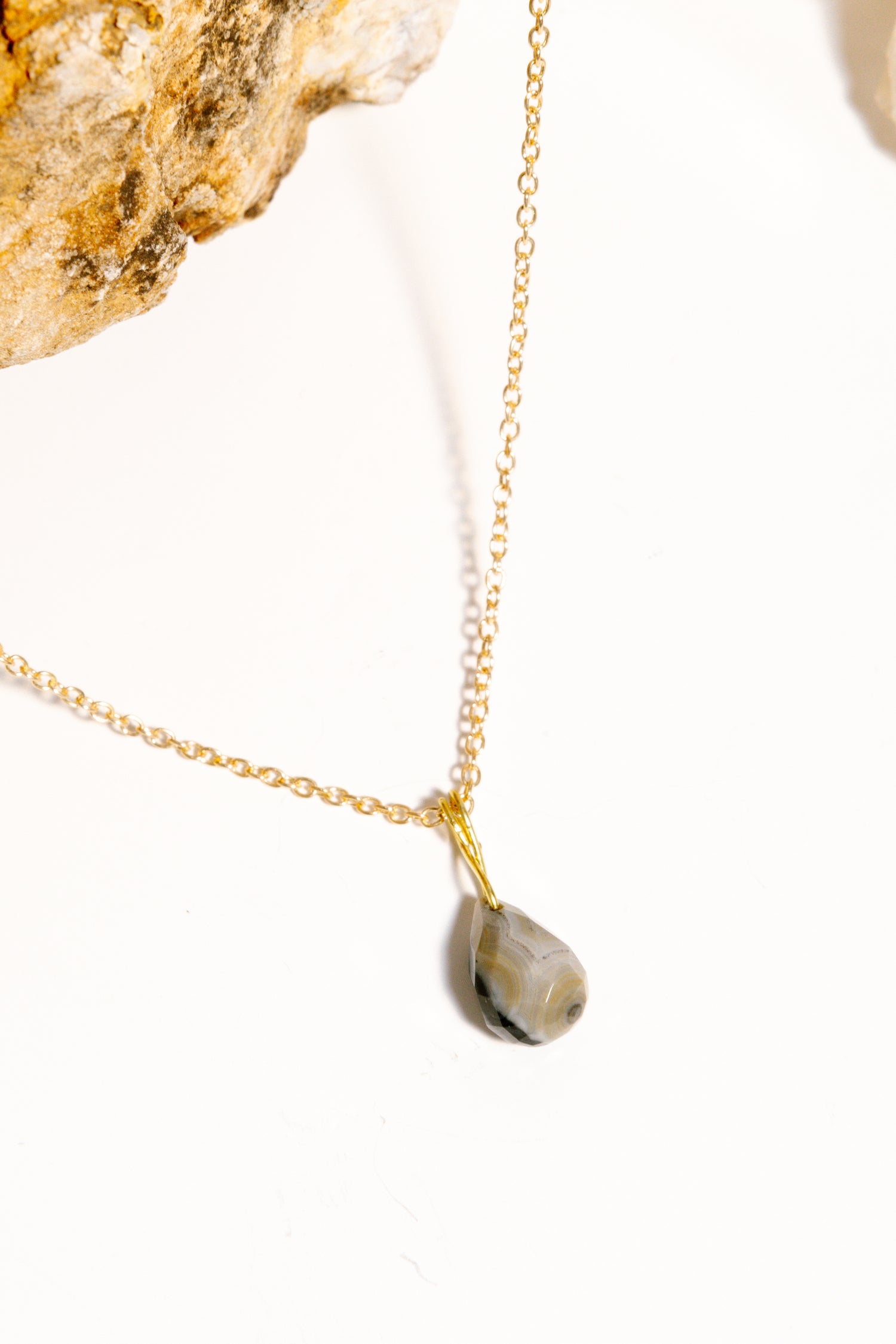 Ocean Jasper Briolette Necklace & Earrings Set, 18k Gold Coated