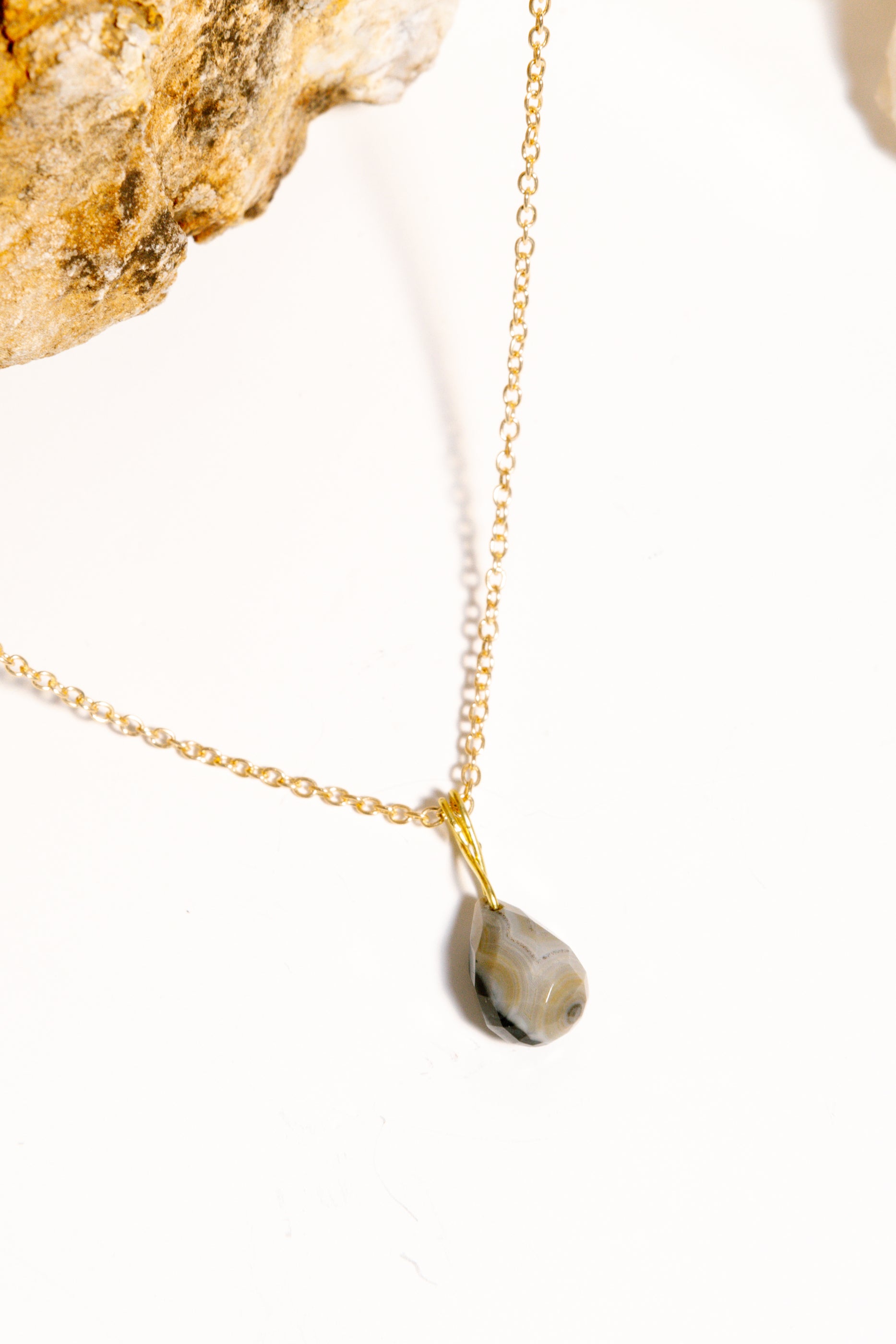 Ocean Jasper Briolette Necklace & Earrings, 18k Coated Gold