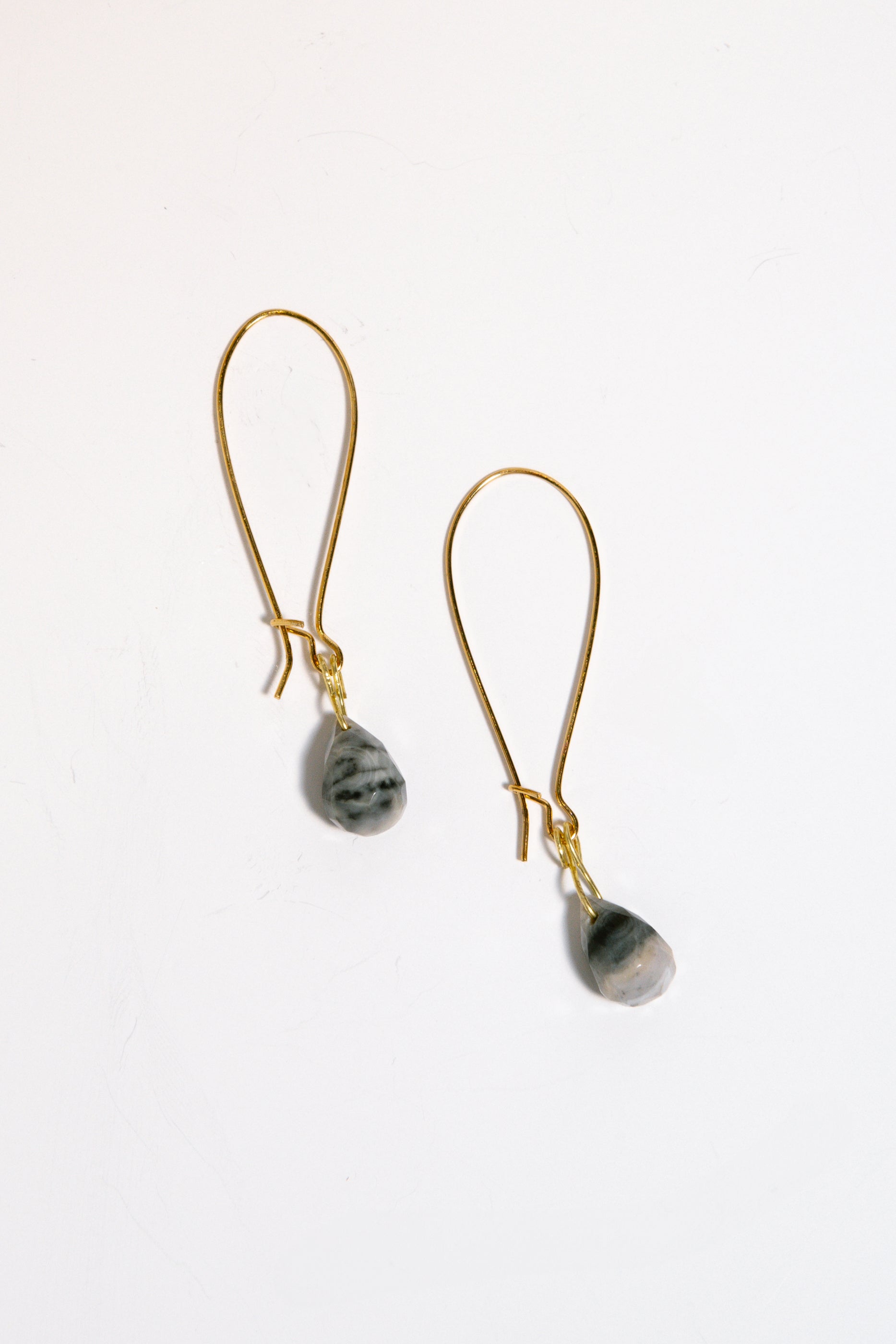 Ocean Jasper Briolette Necklace & Earrings, 18k Coated Gold