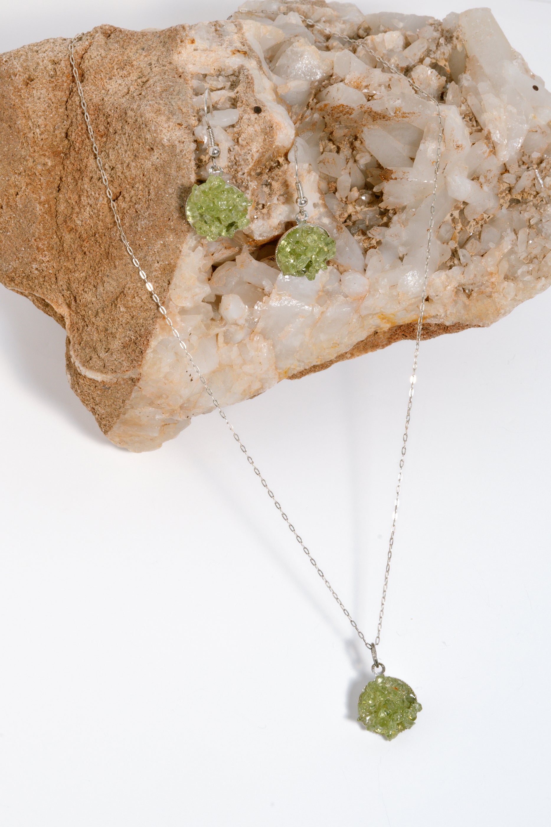 Peridot Necklace & Earring Set, .925 silver