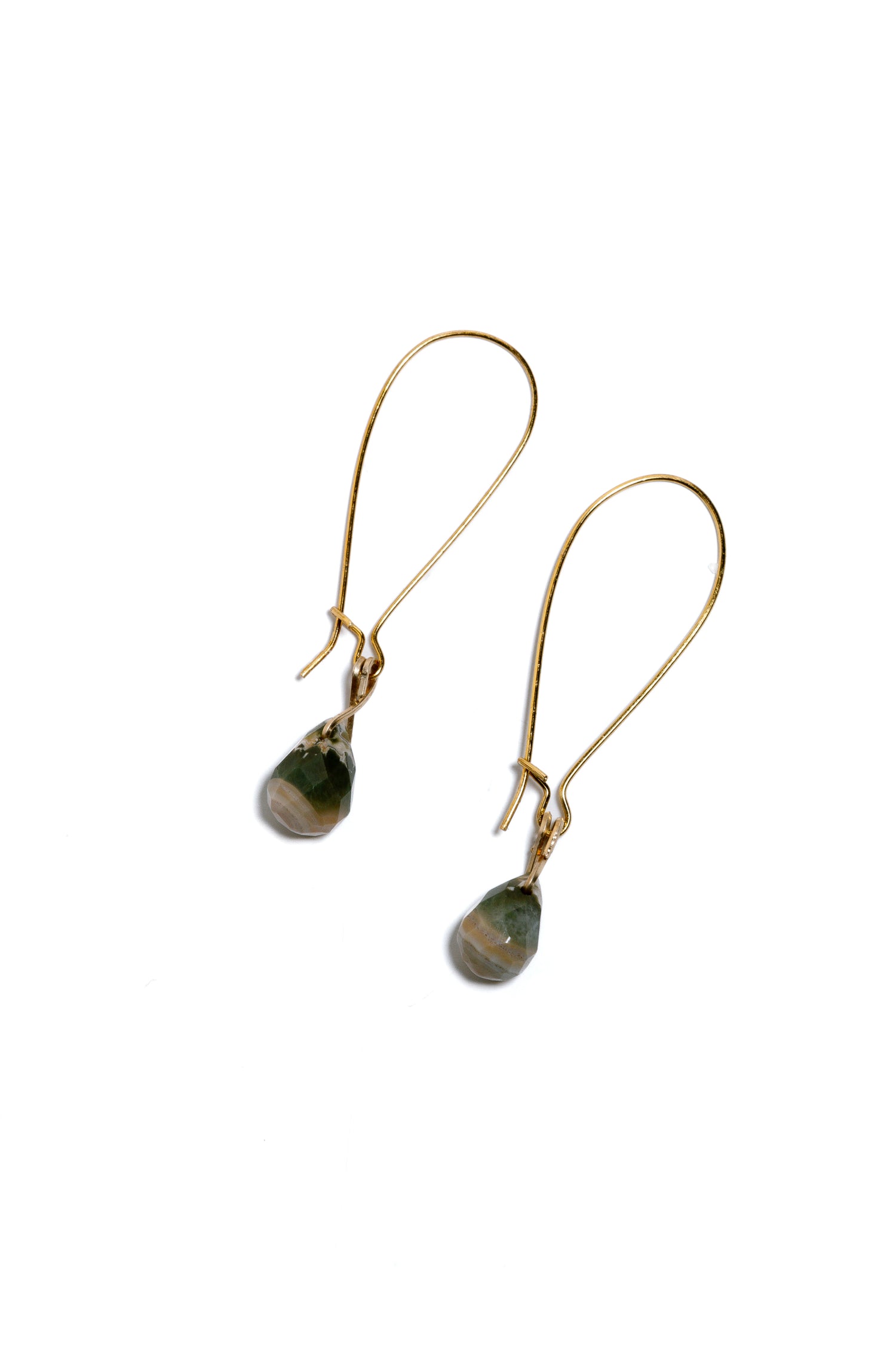 Ocean Jasper Briolette Necklace & Earrings Set, 18k Gold Coated