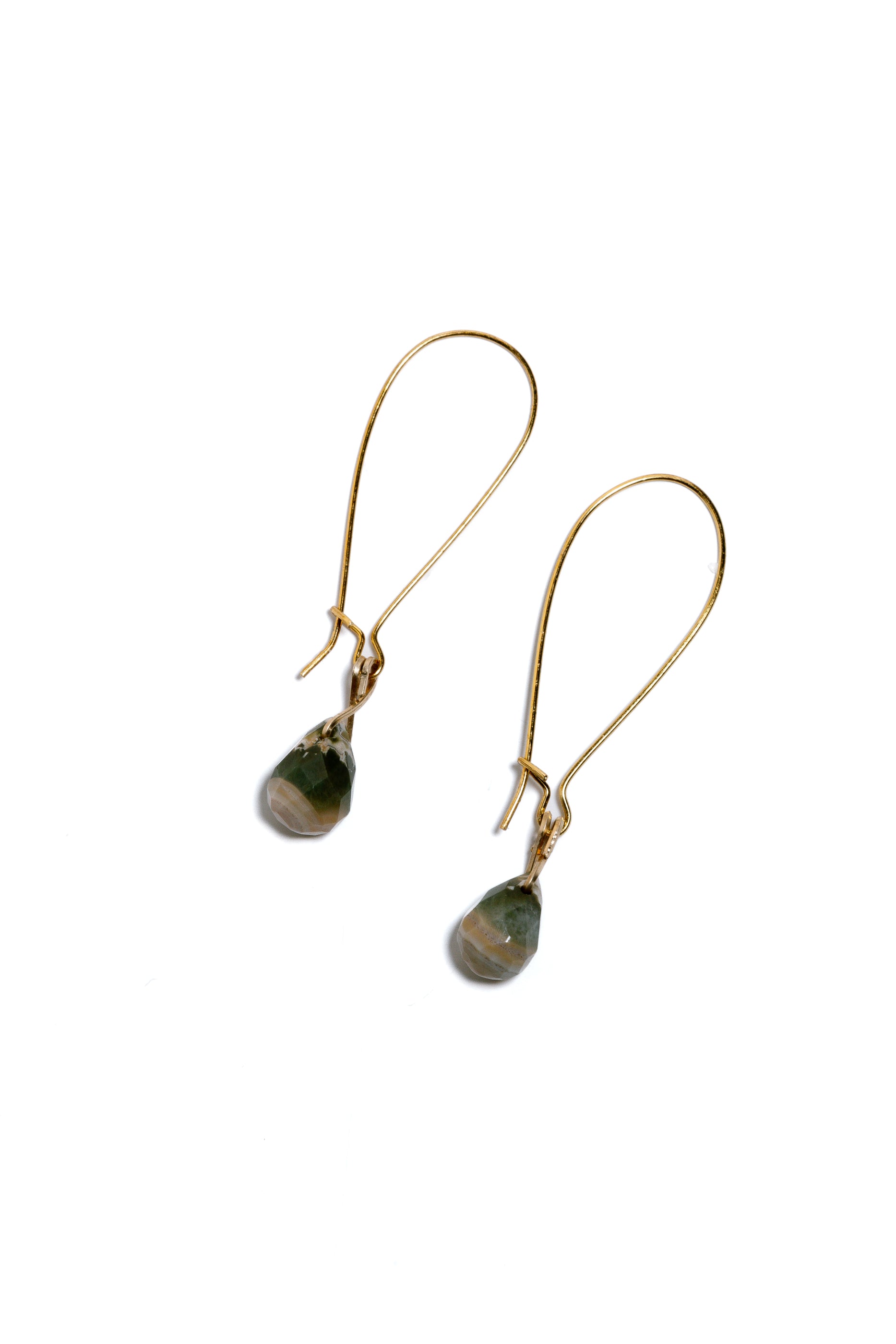 Ocean Jasper Briolette Necklace & Earrings, 18k Coated Gold