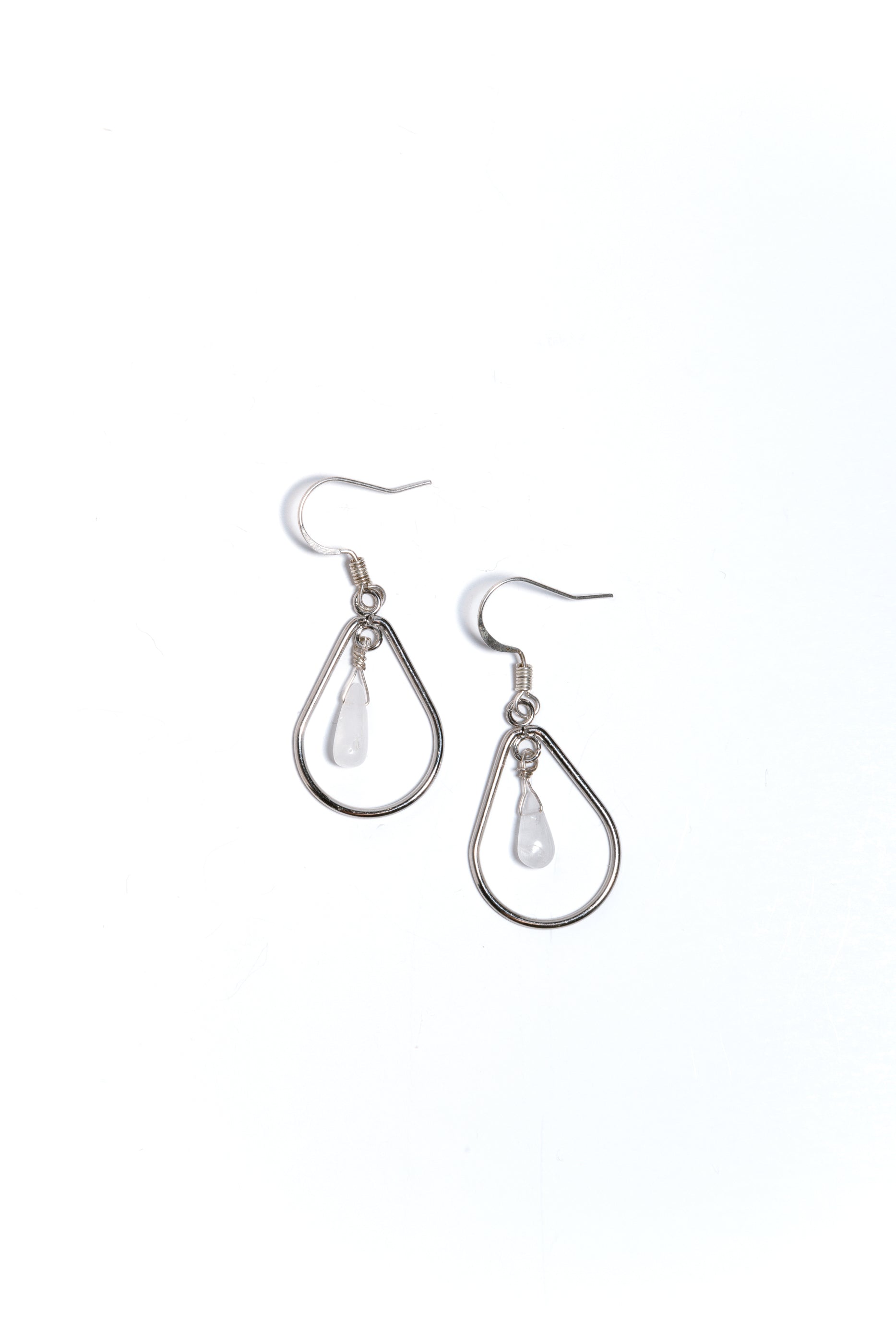 Rose Quartz Tear Drop Necklace & Earring Set, Sterling Silver