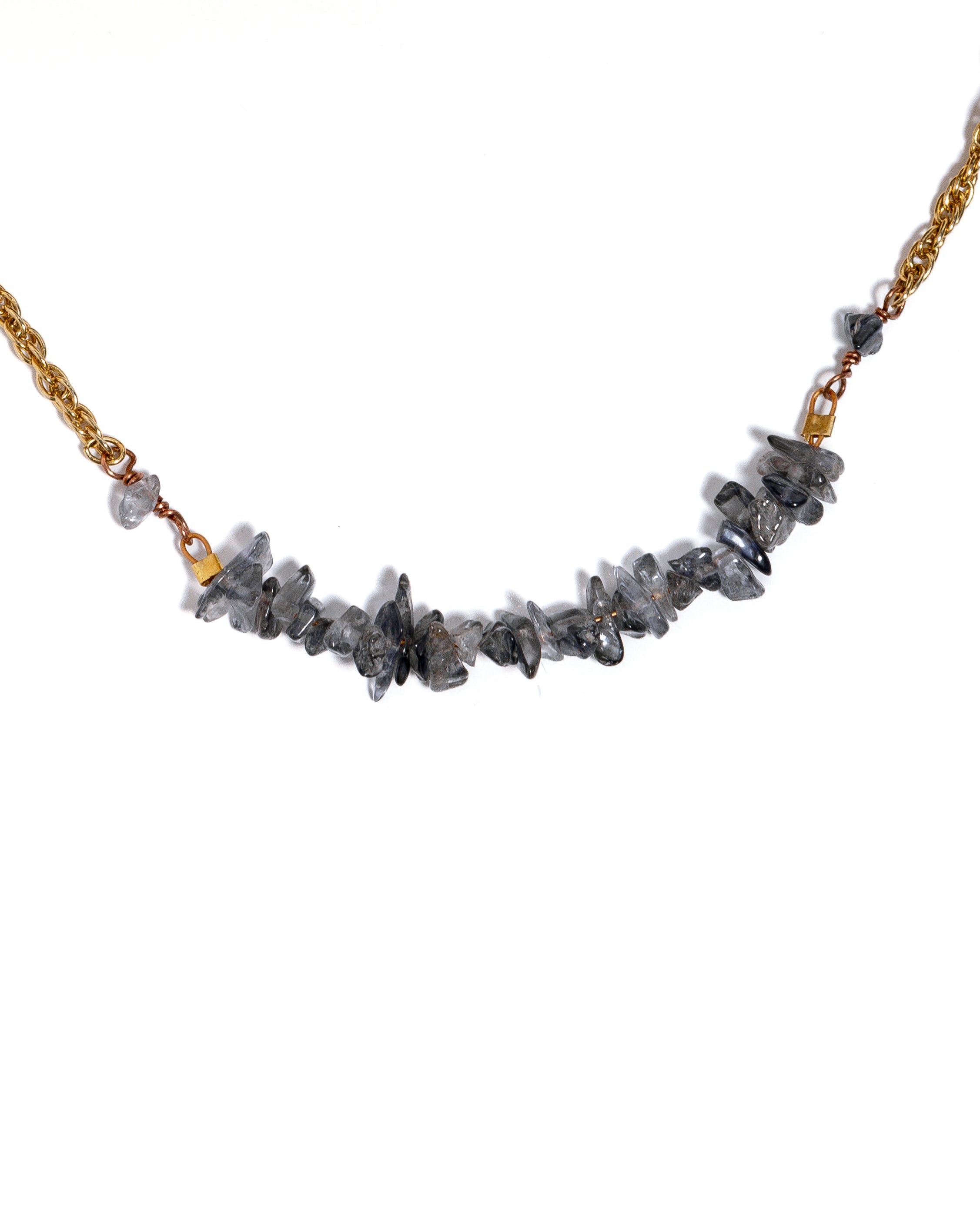 Lolite Chip Necklace, Brass Chain