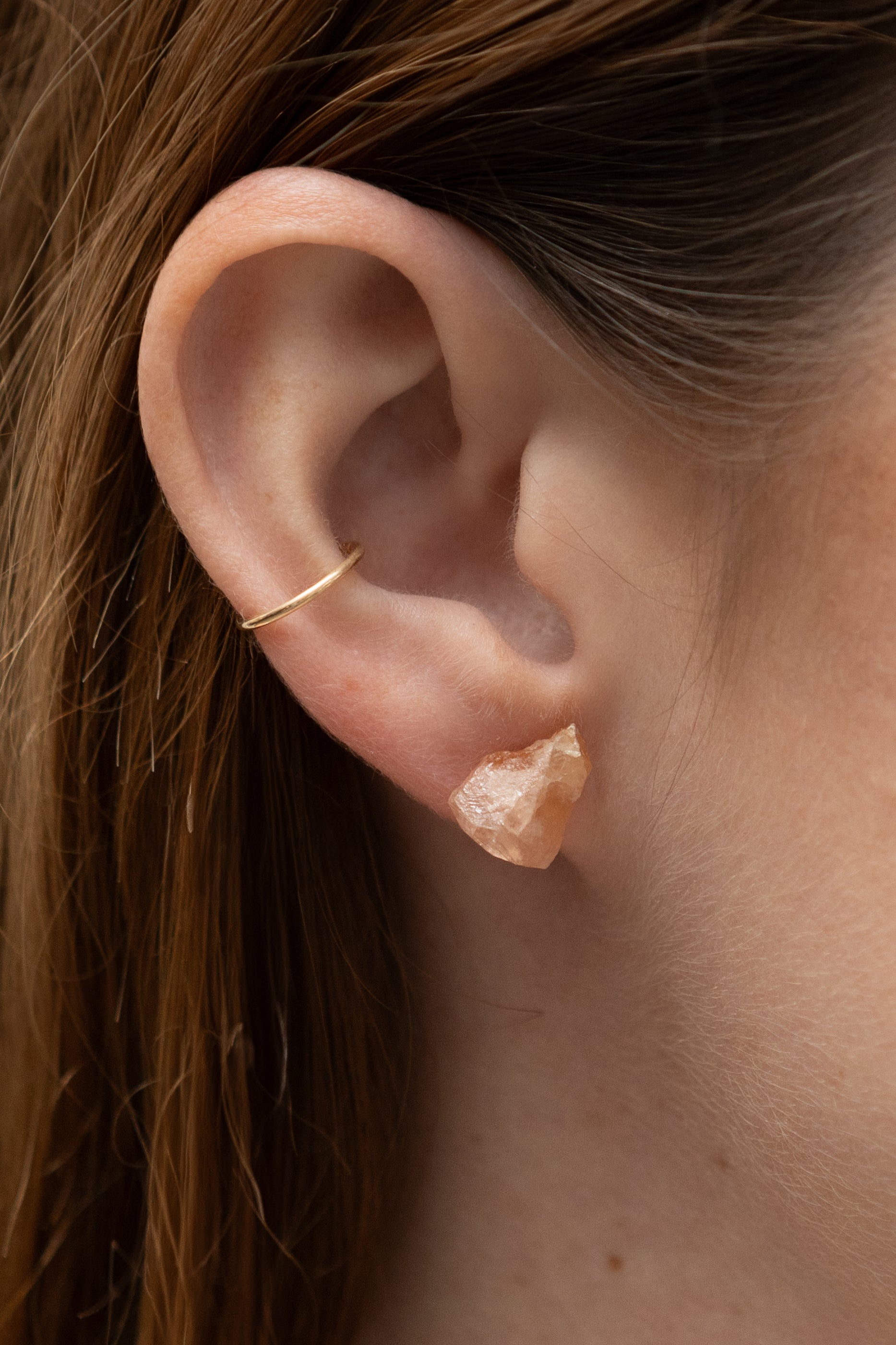 Sunstone Earring Studs, 18k Coated Gold