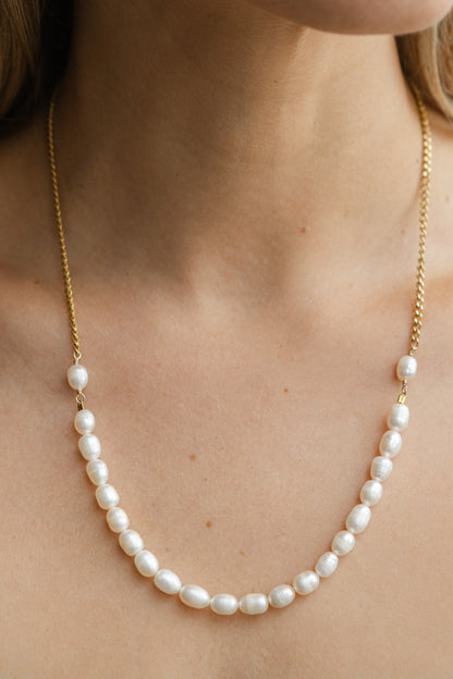 Freshwater Pearl Necklace, 18k Gold Coated Brass