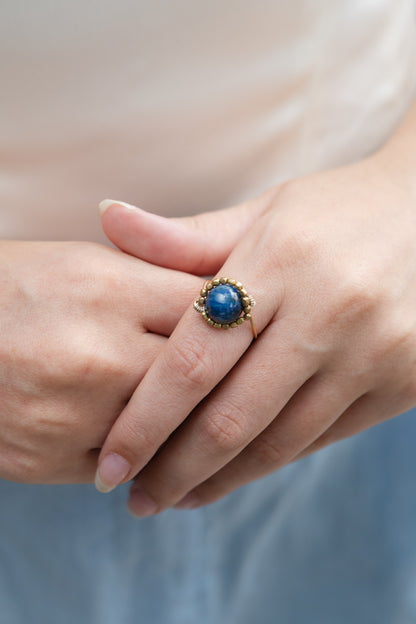 Kyanite Bead Ring, Brass Beads, 14kt Gold Plated Wire, Silver Wire