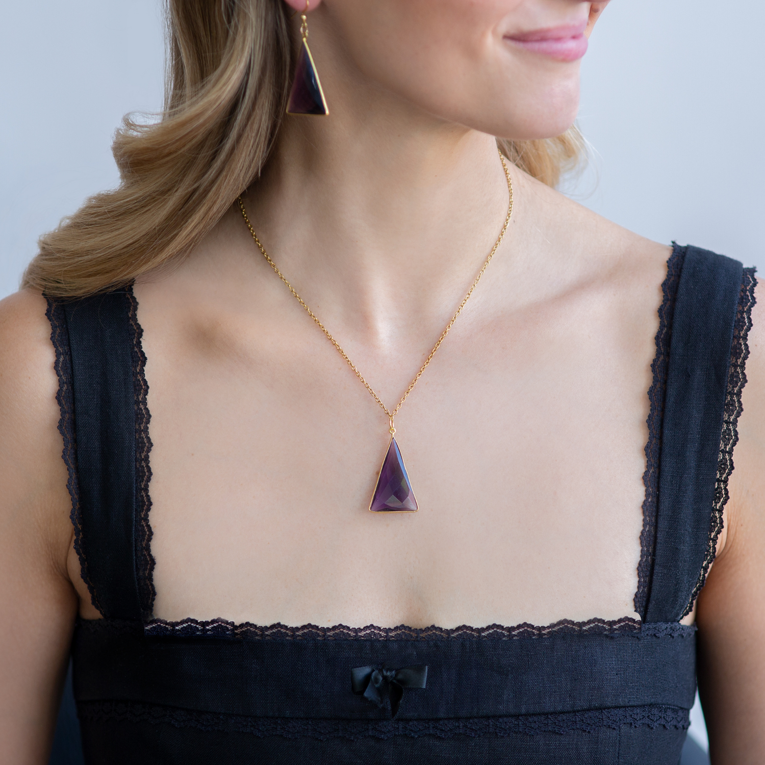 Amethyst Pendant Necklace 18”