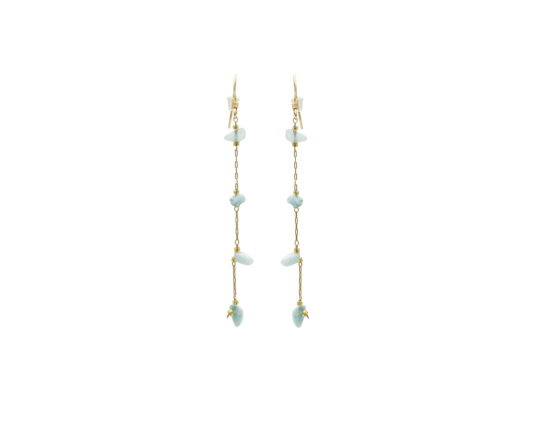 Lapiz Lazuli Gold Chain Earrings