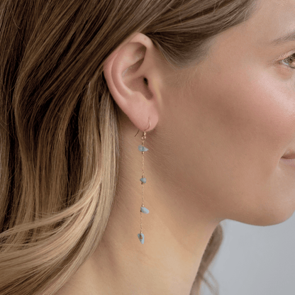Lapiz Lazuli Gold Chain Earrings