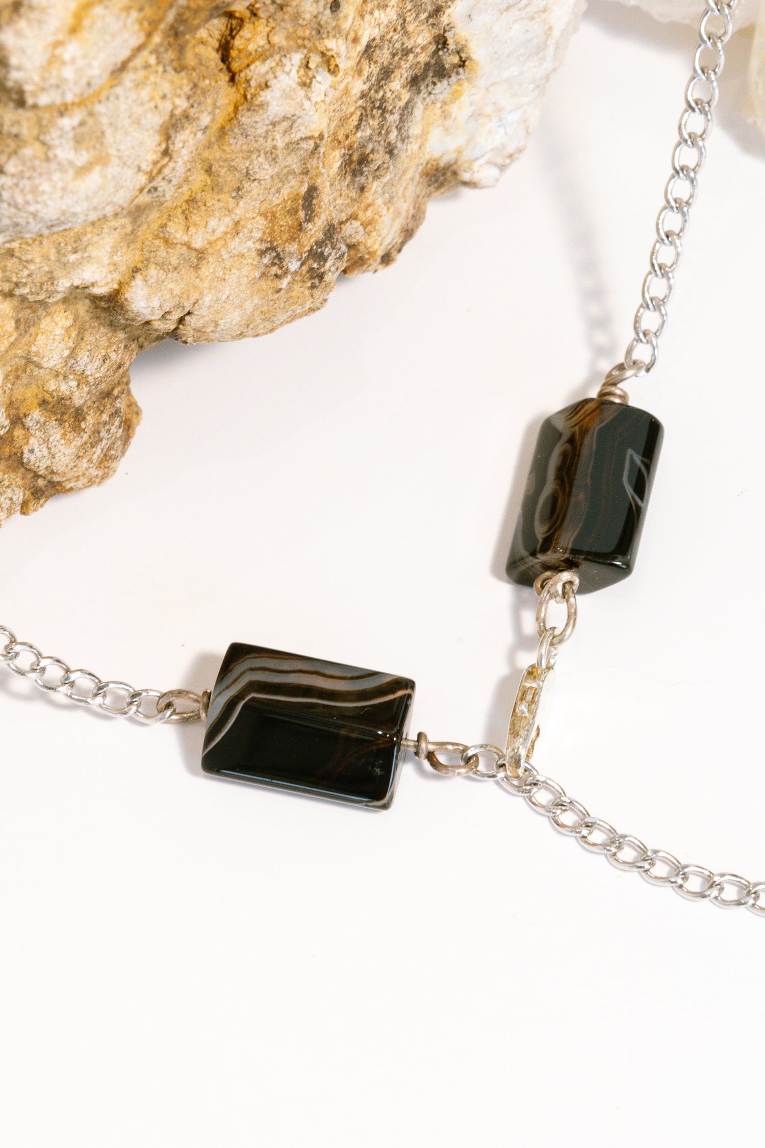 Agatized Petrified Wood, Sterling Silver Chain