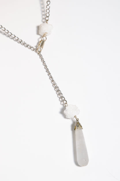 Selenite &amp; Stalactite Quartz Clusters with Sterling Silver Chain