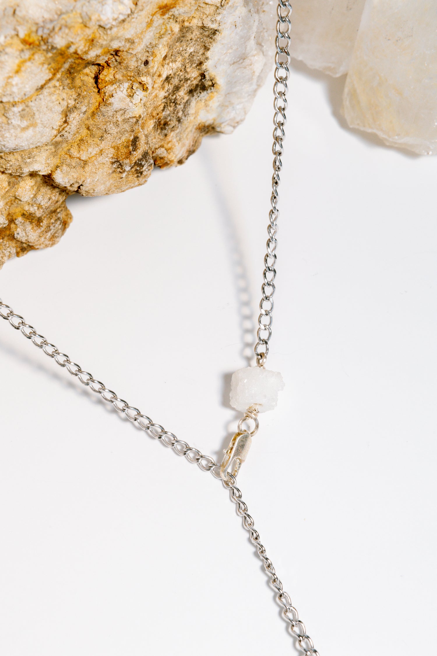 Selenite &amp; Stalactite Quartz Clusters with Sterling Silver Chain