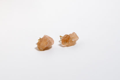 Quartz Geode Earring Studs, 18k coated gold