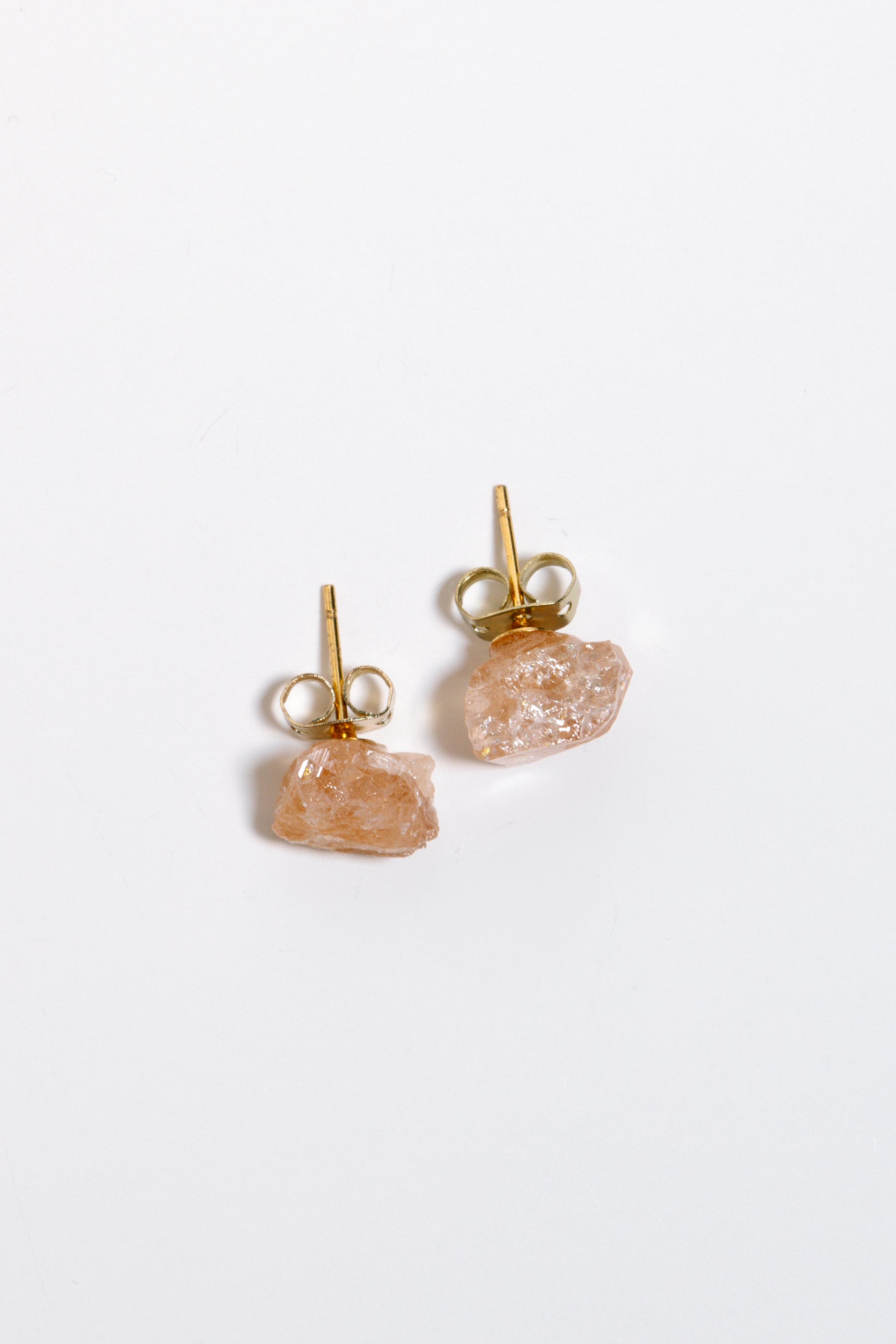 Sunstone Earring Studs, 18k Coated Gold