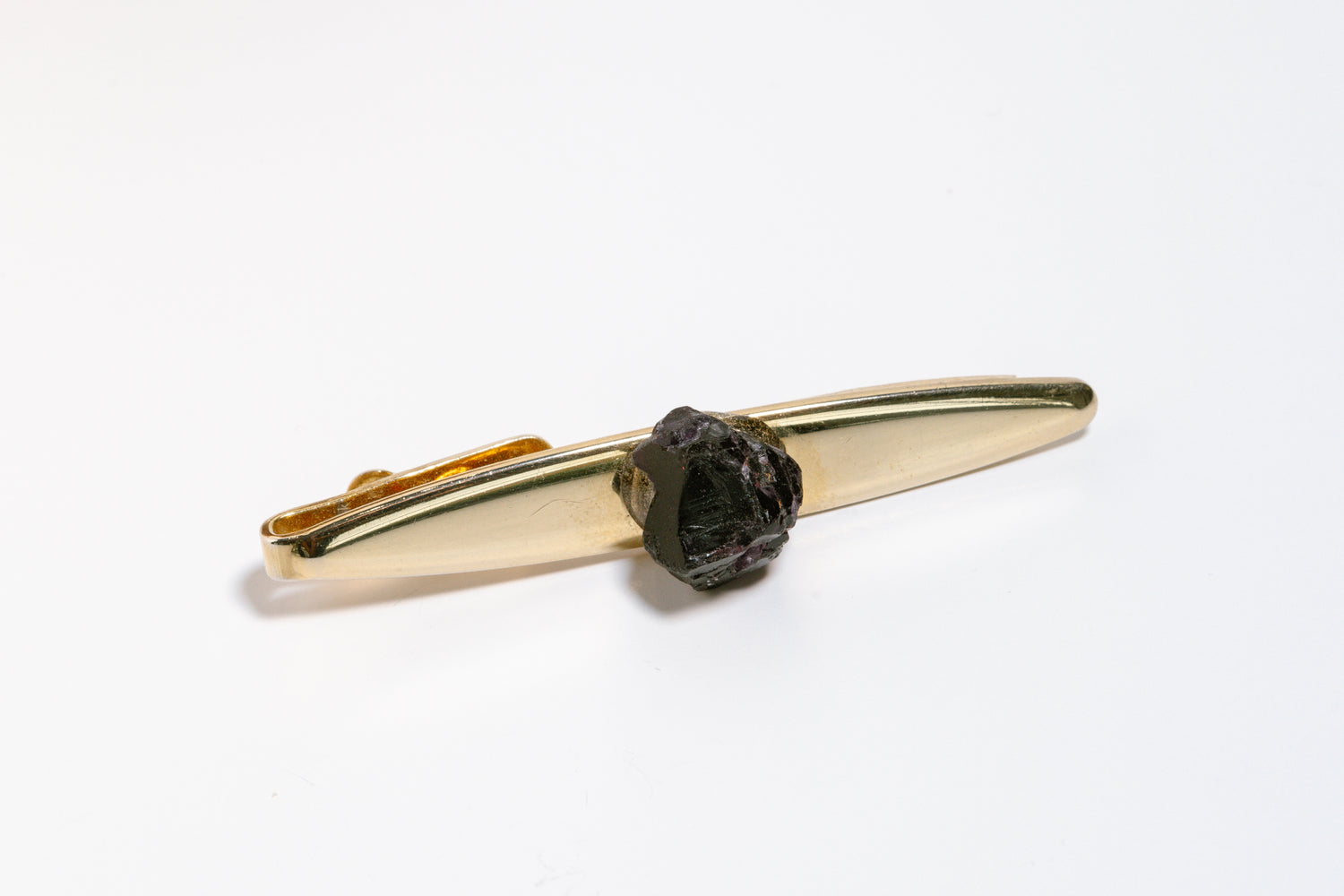 Brass Purple Fluorite Tie Pin