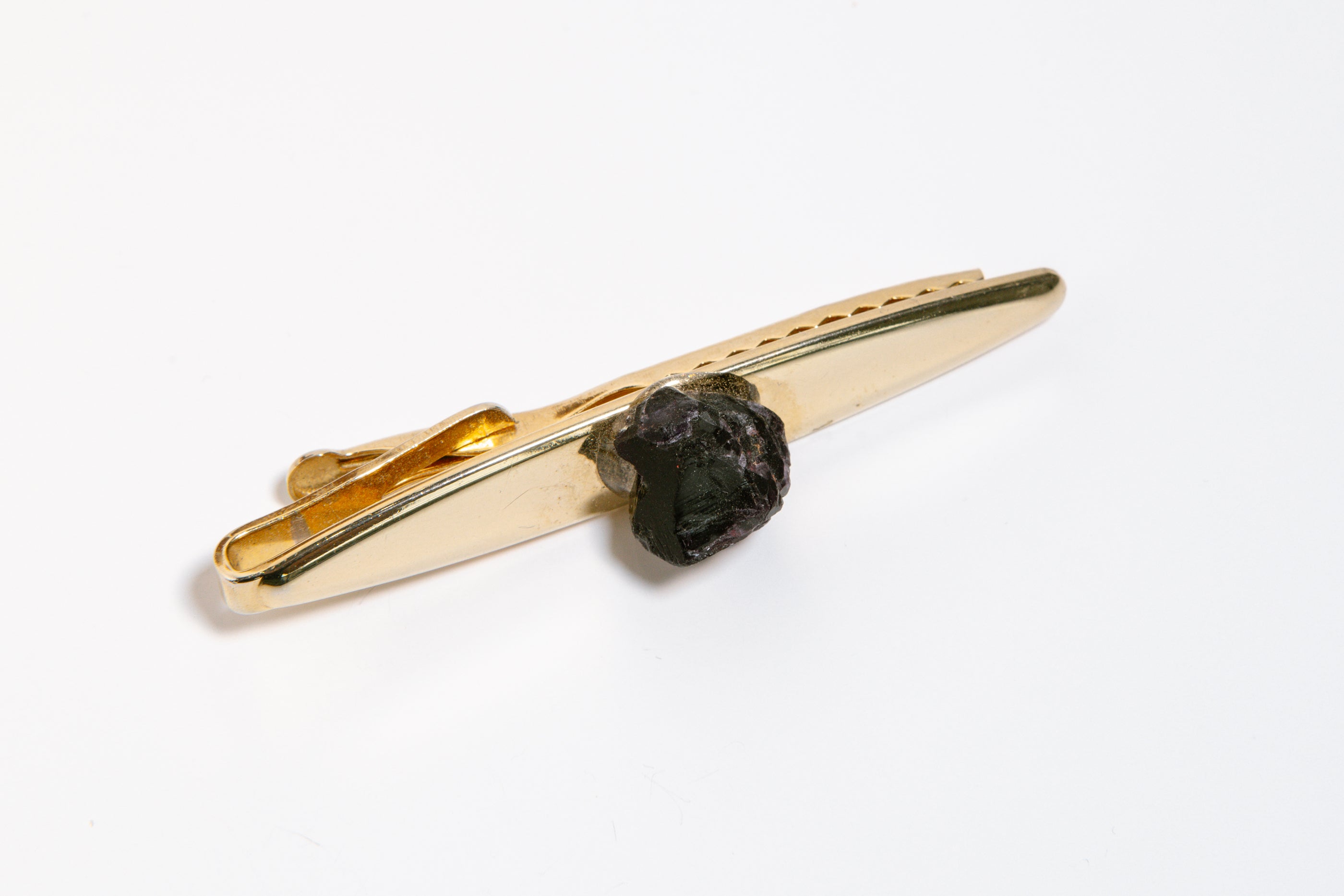 Brass Purple Fluorite Tie Pin