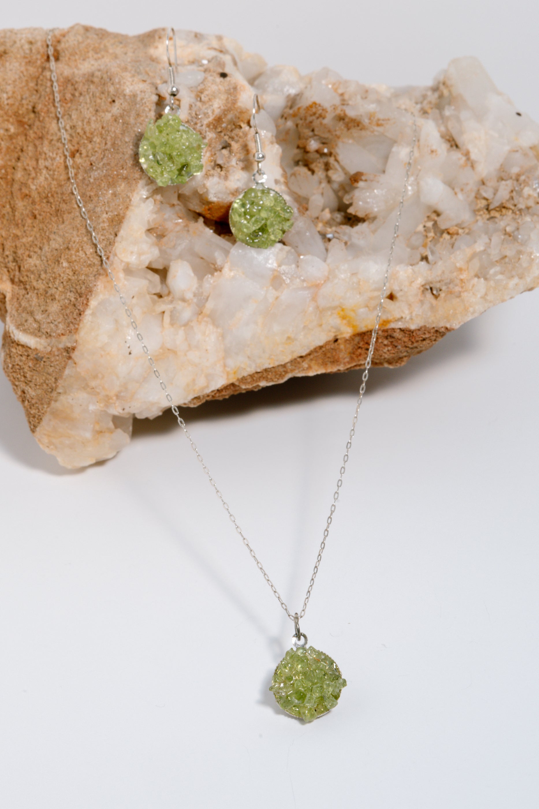 Peridot Necklace &amp; Earring Set, .925 silver