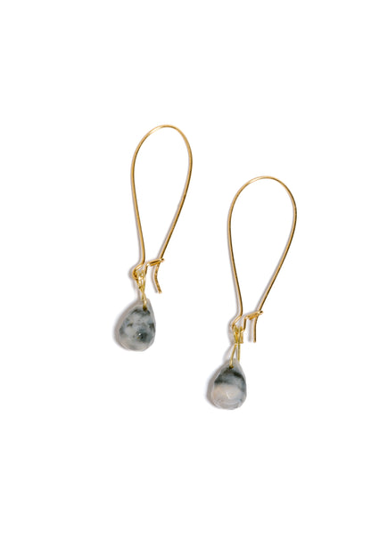 Ocean Jasper Briolette Necklace &amp; Earrings, 18k Coated Gold