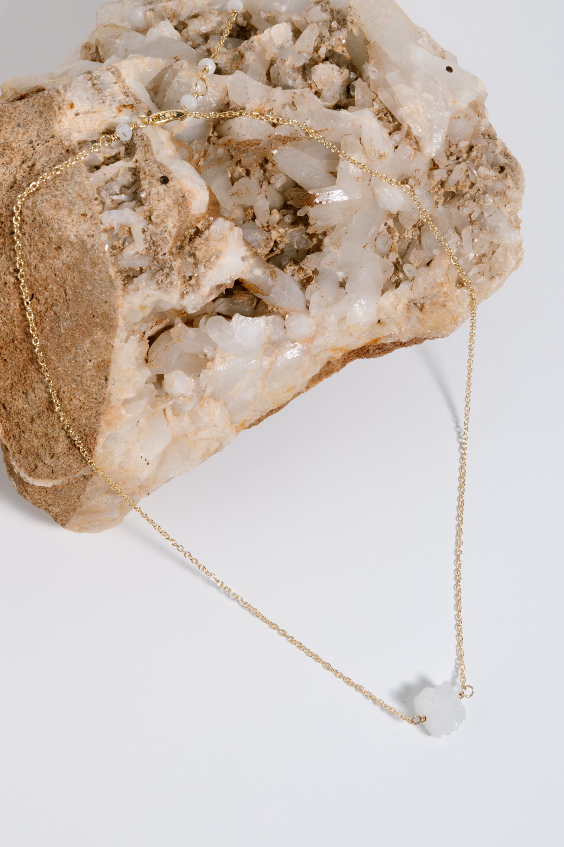 Quartz Stalactite Necklace &amp; Earrings, 18k Gold Coated