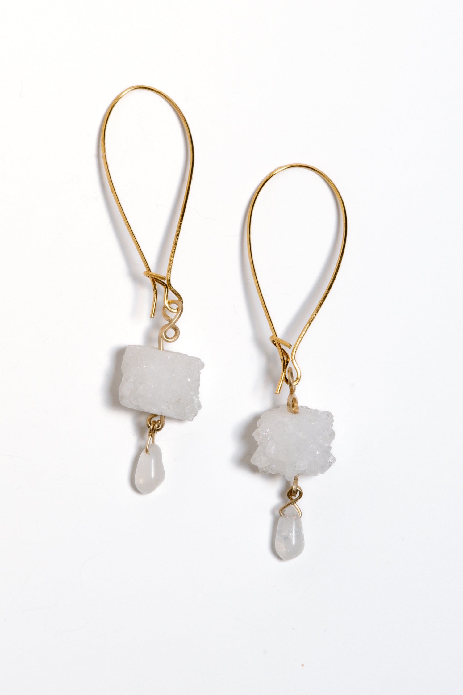 Quartz Stalactite Necklace &amp; Earrings, 18k Gold Coated