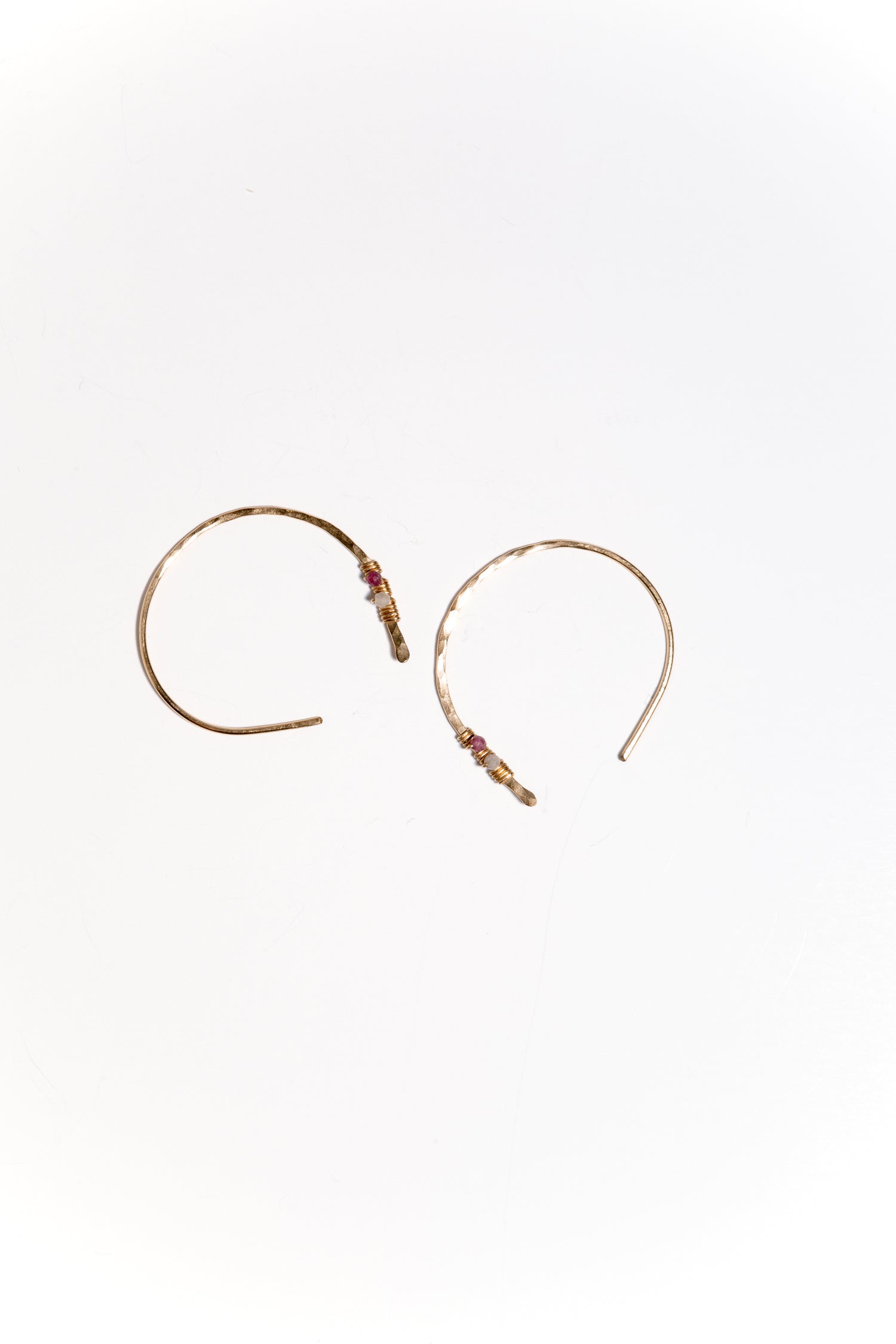 14k Gold Filled Hoop Earrings, Pink Torumaline