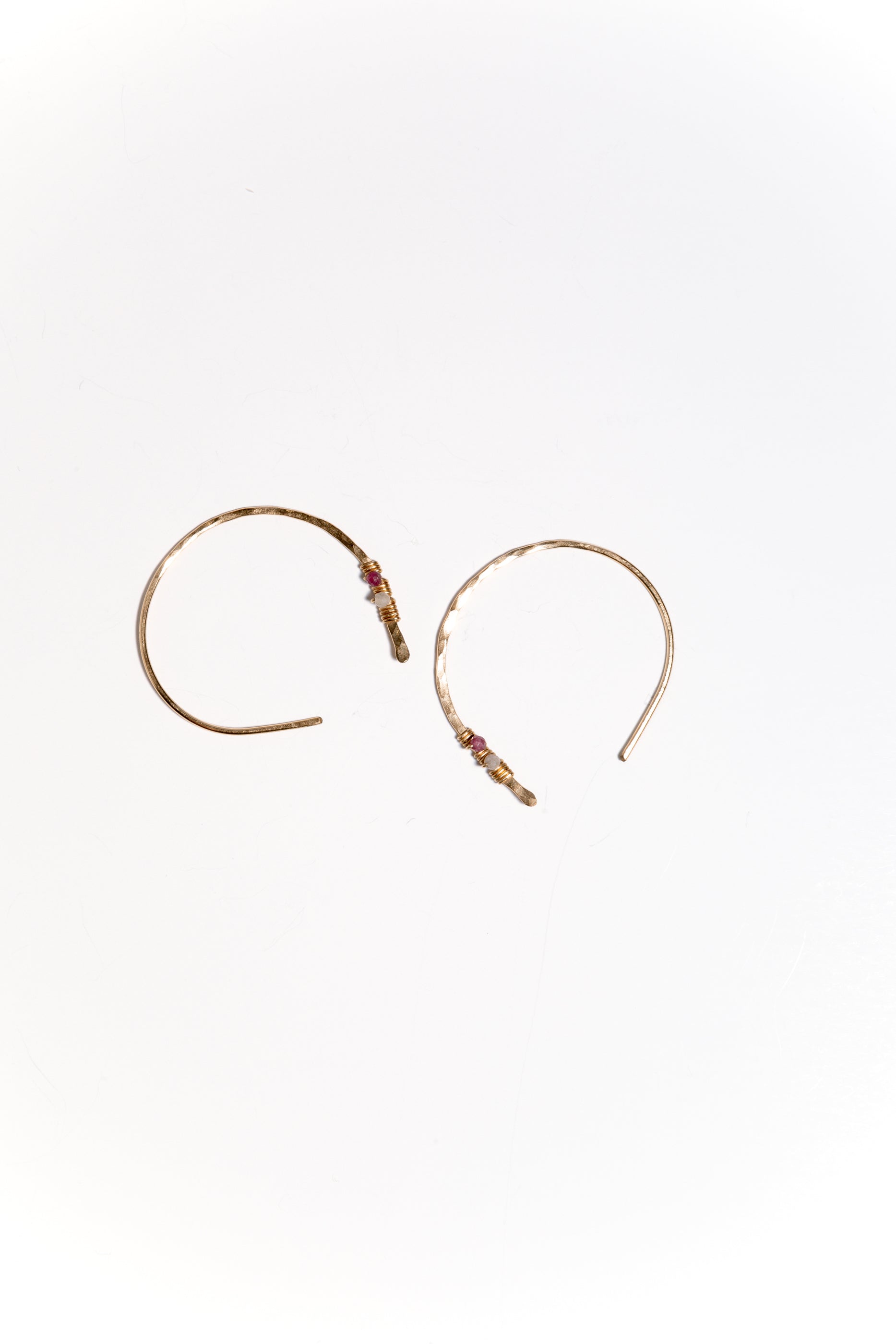 14k Gold Filled Hoop Earrings, Pink Torumaline