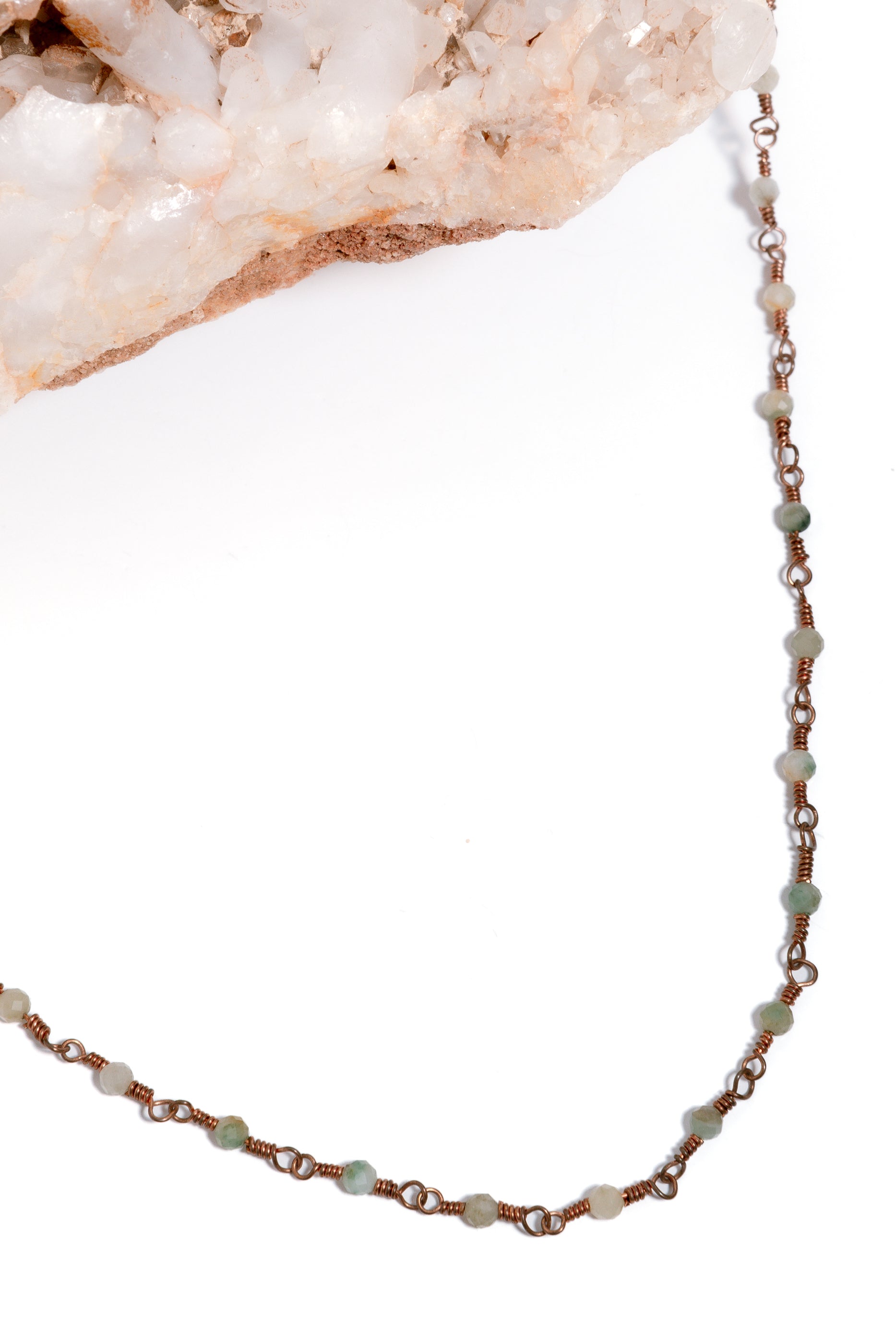 Green Burmese Jade Handmade Copper Chain Necklace